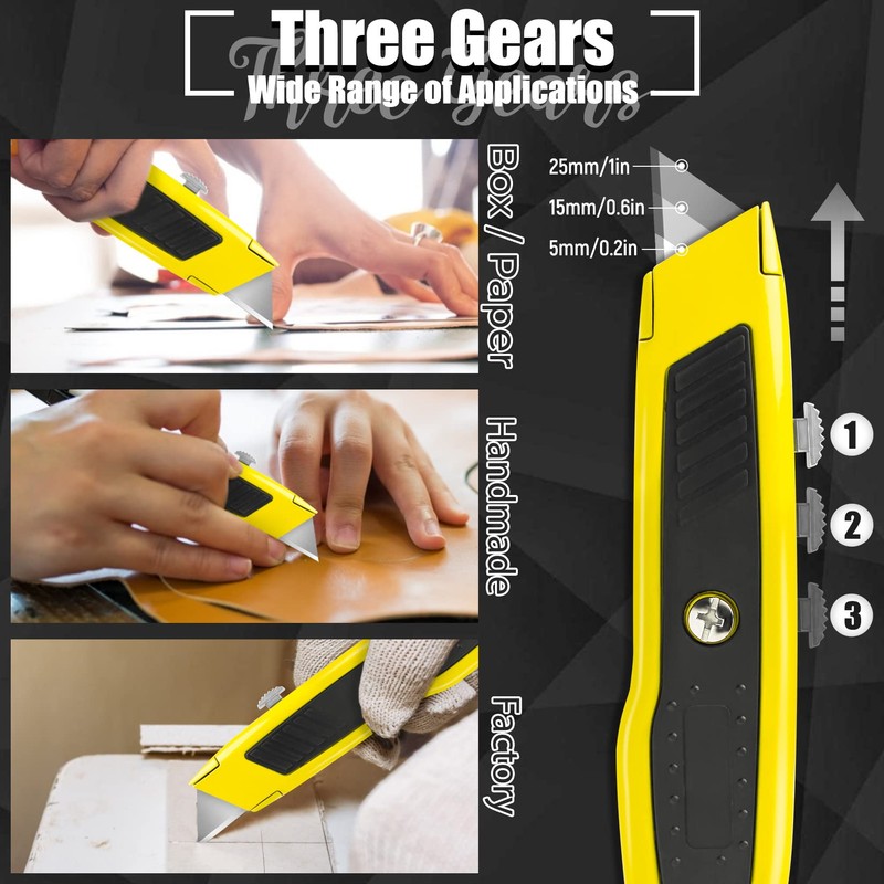 Jetmore 4 Pack Utility Knife, Retractable Box Cutter with 10