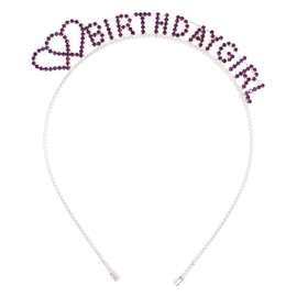 Teri's Boutique Happy Birthday Crown Tiara Rhinestones Crystal Points Hair Accessory Headband Hairband (Double Hearts)