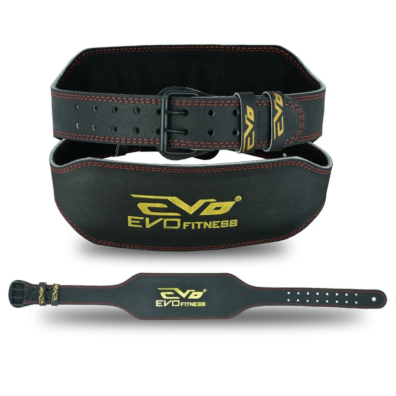 EVO Fitness 6" Pure Leather Weight Lifting Gym belts Back