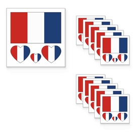 AFCJLTO Pack of 10 French flag euro 2024 stickers, Olympic flag chain decorations, waterproof temporary tattoos for the face are perfect for the Olympic Games in 2024