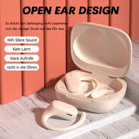 Open Ear Kopfhörer Bluetooth kabellos Sport Luftleitung Kopfhörer schnurlos Ohrhörer mit Ohrbügel Air Bone Conduction Headphones Wireless Knochenschall Headset Earbuds für Joggen Laufen Radfahren Gym