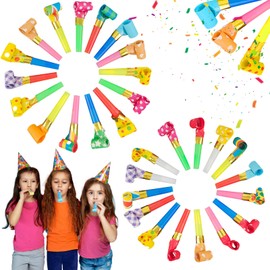 QHSXMQ Pack of 30 Children's Birthday Party Bouquets, Colourful Party Blushes for Children's Toys, Children's Cheer Party Flutes for Wedding Party New Year Party Birthday Children Party