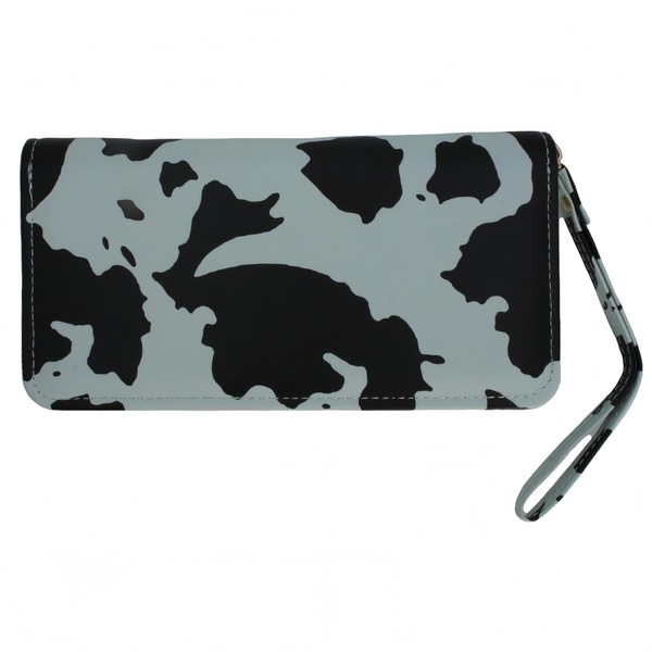 Jinweixb Ladies' cow patterned wallet, card bag with zipper closure