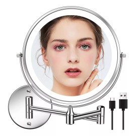 Eamoil Espejo Maquillaje Tocador Con Luz Recargable Aumento 1x/10x