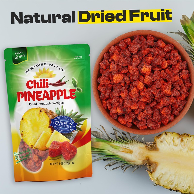 Dried Chili Pineapple Original Flavor,100% Vagan, Non-GMO, Glutten Free (All