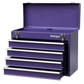Workington Portable Metal Tool Chest with 4 Drawers, 20" 4-Drawer Tool Chest Cabinet with Ball Bearing Drawer Slides, Steel Tool Storage Box Organizer 4004 Purple