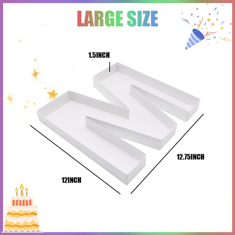 ZIJRXQ 12inch Cardboard Letter Fillable Shaped Decorative Box for Charcuterie(M)