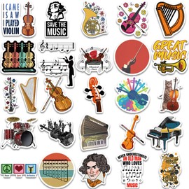 Orchestral Stickers 52 Pack Music Instrument Water Bottles Stickers-Waterproof Stickers for Skateboard,Laptop,Computer,Phone,Cup,Bike-Violin Stickers Pack for Teens,Adults (Orchestra)