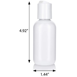 JUVITUS 2 oz/60 ml Clear Natural Squeeze LDPE Plastic Bottle with White Disc Cap (12 pack) + Funnel