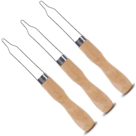 Button Hook and Zipper Pull Assist Tool with Wooden Handle Grip and Helper Assist Device for Seniors and Elderly - Pack of 3