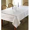 Violet Linen European Damask Design Tablecloth White 60" by 84"