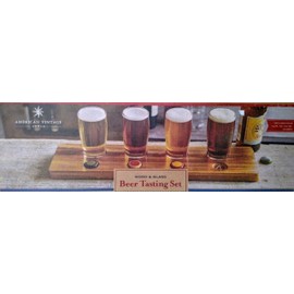 American Vintage Wood and Glass Beer Tasting Set