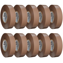 OhLectric Professional Grade Vinyl Electrical Tape - 7 Mil Thick, Heavy Duty, Flame Retardant, Heat Resistant - 3/4 Inch x 60 Feet - UL, CSA Listed (Pack of 10) (Brown)