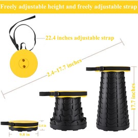 Fishboy Upgraded Collapsible Stool, 400lbs Max Weight, Lightweight But Sturdy, Portable Retractable Folding Telescoping Foldable Camping Stool for Adults Outdoor Fishing Hiking Gardening Travel BBQ