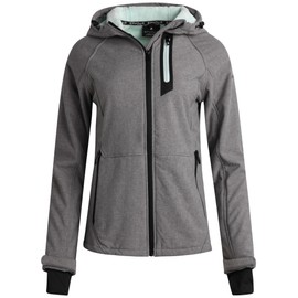 Spyder Womens Softshell Jacket - Lightweight Water Resistant Terry Fleece Zip Up Jacket Womens Windbreaker for Hiking (S-XL), Size Medium, Heather Grey