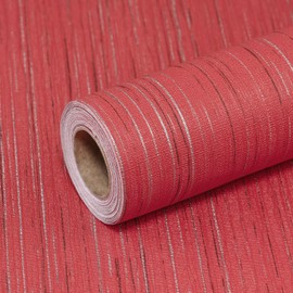 Qianglive Red Grasscloth Wallpaper Peel and Stick Wallpaper Texture Contact Paper 15.7"x1200" Vintage Wallpaper Removable Waterproof Wall Paper for Room Walls Cabinets Furniture Drawers Desk