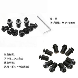 Mirhua Screen Bolts Set of 10 with Hex Wrench Windshield Screws for Windscreen Cowl or Screen Fixing Washer Design (Black)