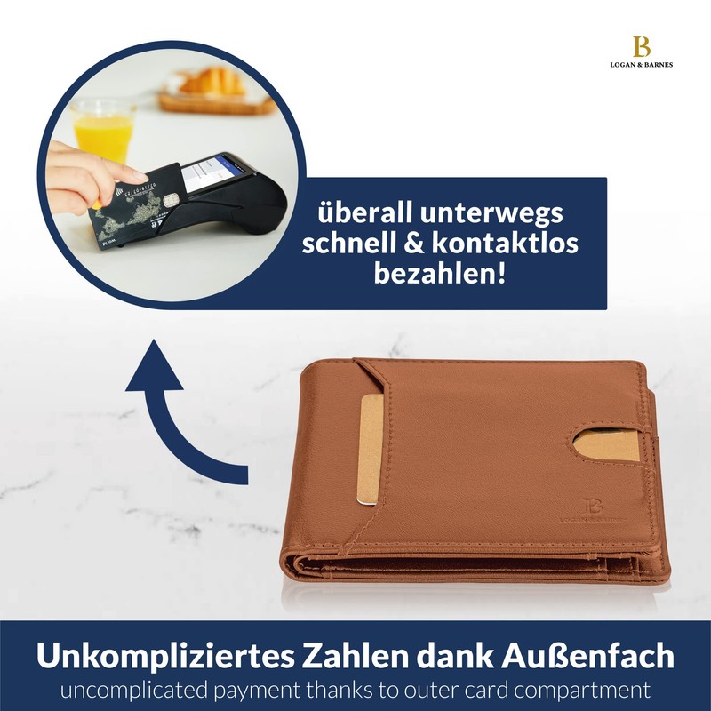 LOGAN & BARNES Slim Men's Wallet with TÜV Tested RFID