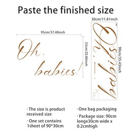 Oh Babies Sign Decal for Backdrop Gold Brown Large,Twins Baby Shower Decorations Neutral Gender Reveal Decor,Newborn Baby Shower Decoration (Oh Babies Decal)