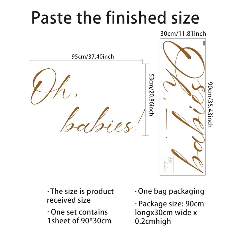 Oh Babies Sign Decal for Backdrop Gold Brown Large,Twins Baby