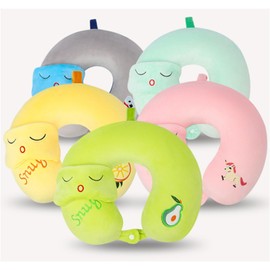 Travel Pillow for Aeroplane with Eye Mask, Neck Pillow, Aeroplane Headrest, Sleeping Pillow for Children and Adults, Home and Office Sleeping Pillow (Grey Cat)