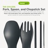 humangear GoBites QUATTRO Gray (Cutlery Set with Spoon, Fork, Chopsticks,
