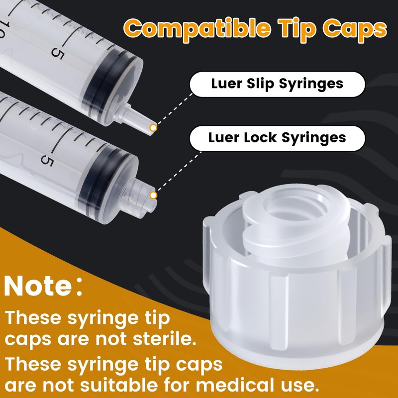 DC,CLISENCE 50 Pcs Syringe Tip Caps, Easy Dispensing Syringes Cap