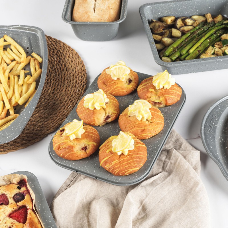 Salter BW02778G Marblestone 6 tassen Muffin-Backform - Muffinform, Antihaft Muffinblech