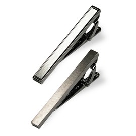 Vita Natur Tie Clip, Stylish Brand, Brass Set of 2 Pairs that Match Any Necktie, Great Gift for Birthday or Father's Day, Business Suit, Weddings, Mourning Clothes, Funerals, School Entrance