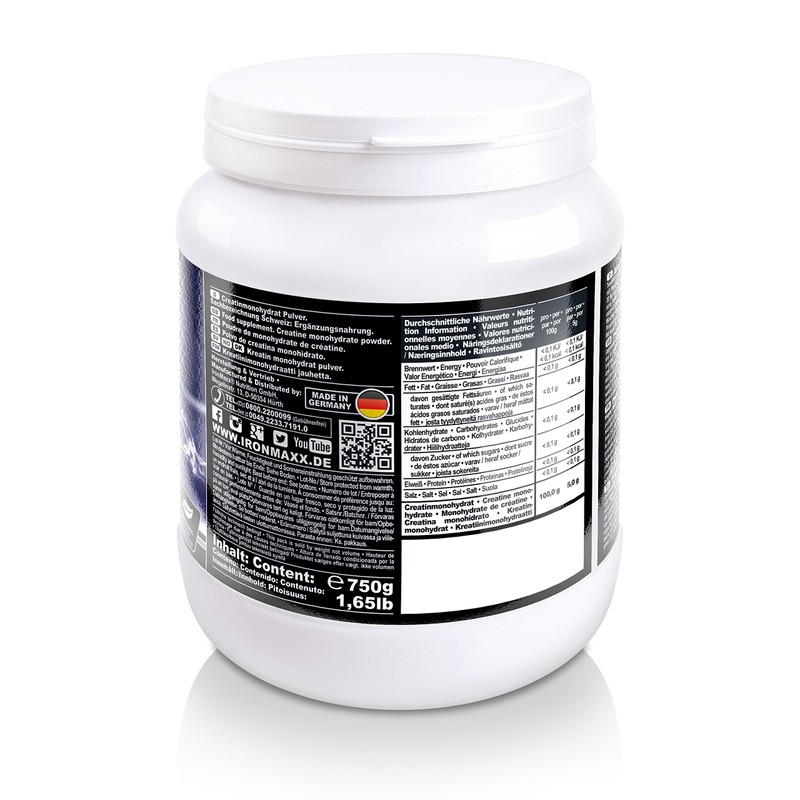 IronMaxx Creatine Monohydrat-Pulver - Neutral, 750g Beutel | hochdosiert mit