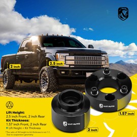YHTAUTO 2.5 inch Front Strut Spacers and 2 inch Rear Lift Spacers w/Hardware Kit Compatible with 2006-2023 Dodge Ram 1500, Aluminum Suspension Leveling Lift Kit Set of 4