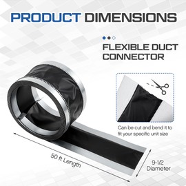 Zonon Vinyl Flexible Duct Connector 9-1/2" x 50 ft for Dryers, Range Hoods, HVAC and Other Household Scenarios