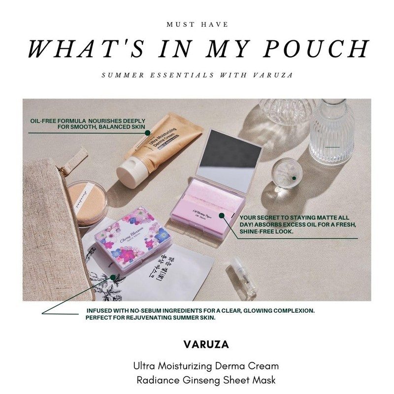 [100 Counts + Mirror Case] Cherry Blossom Natural Oil Blotting