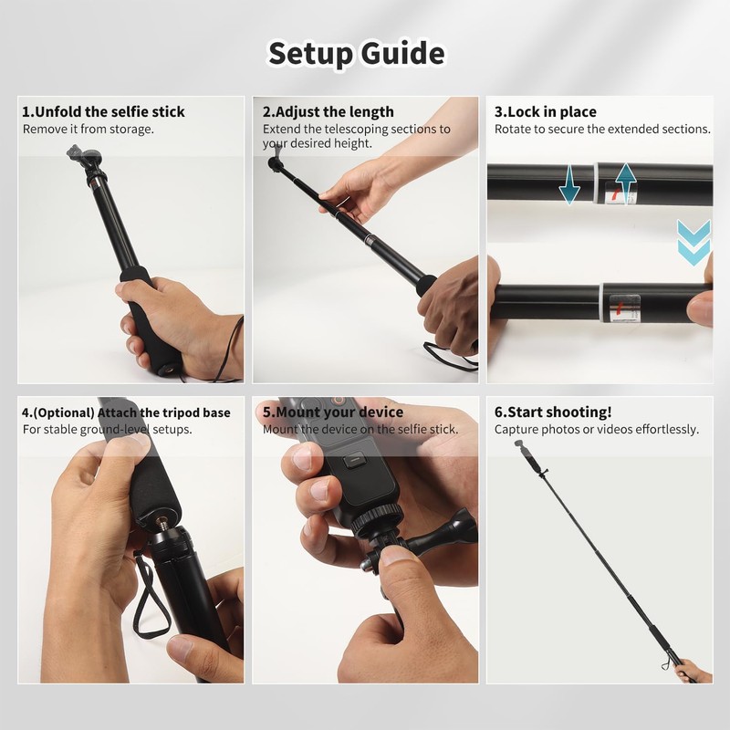 uconsmimo 36 inch Retractable Selfie Stick+Tripod Mount for DJI Osmo