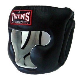 Twins Genuine Leather Headgear, Black, Medium