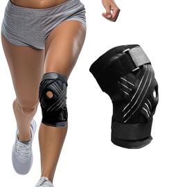 SEVEN MINE Rodillera para Ligamentos Cruzados Ortopedica con Varillas Flexibles | Esguince Ligamentos Cruzados Luxación (Negro, Large)