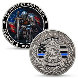 ASmileIndeep Knight Guardian Challenge Coin – Police Challenge Coin -Thin Blue Line Law Enforcement Hero Medallion - Honor Police Officers Knight Protect Commemorative Gifts