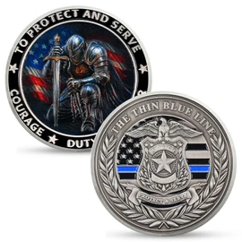 ASmileIndeep Knight Guardian Challenge Coin – Police Challenge Coin -Thin Blue Line Law Enforcement Hero Medallion - Honor Police Officers Knight Protect Commemorative Gifts