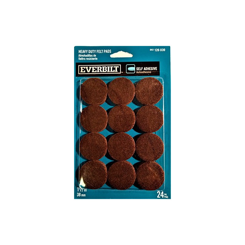 1-1/2 in. Brown Heavy-Duty Self-Adhesive Felt Pads (24-Pack)