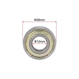 TA-VIGOR 2Pcs 6001ZZ Deep Groove Ball Bearings, Z2 12mm x 28mm x 8mm Double Sealed Industrial Bearings, Chrome Steel Skateboard Bearings for Motor Electrical Instrument Equipment