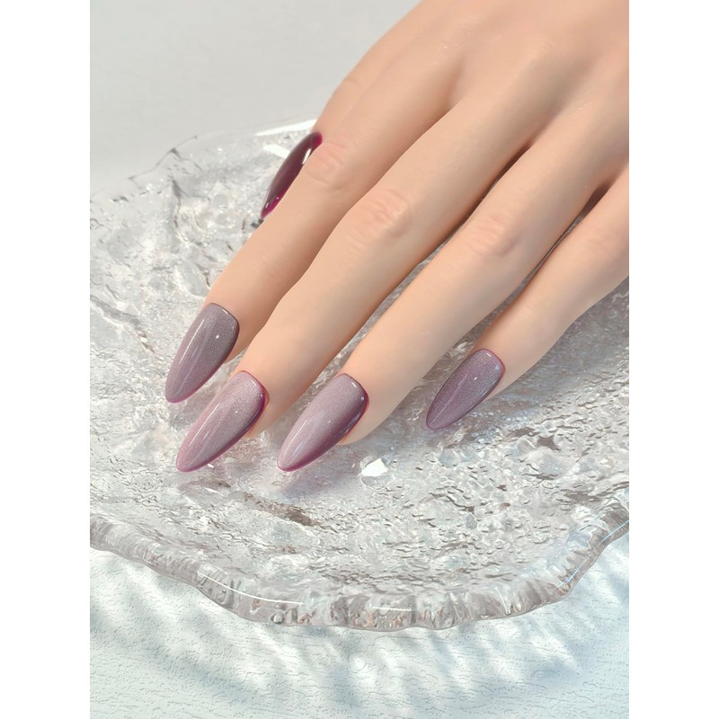 Press-On Nails, Almond Shape, Nude Pink with Rhinestone Accent, 10