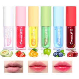 6pcs Colour Changing Moisturising Lip Oil - Moisturising Lip Gloss Lip Glow Oil - Lip Balm with Fruit Flavour Lip Care Set for Women Girls
