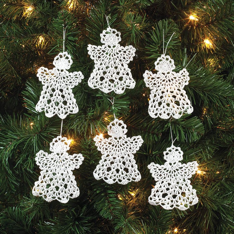 HOLIDAY PEAK Crocheted Angel Ornaments, Set of 6