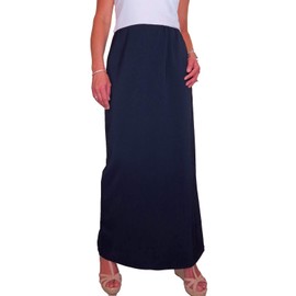 icecoolfashion Women's Elasticated Waist Maxi Skirt Ladies Smart Elegant Full Length Straight Skirt Navy Blue (18)