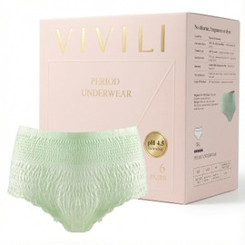 Ropa interior de pH 4.5 (durante la noche, verde salvia) - Capacidad para 8 tampones (400 ml). Bio-Silk Bragas desechables para flujo pesado, posparto, incontinencia. 17 unidades más secas