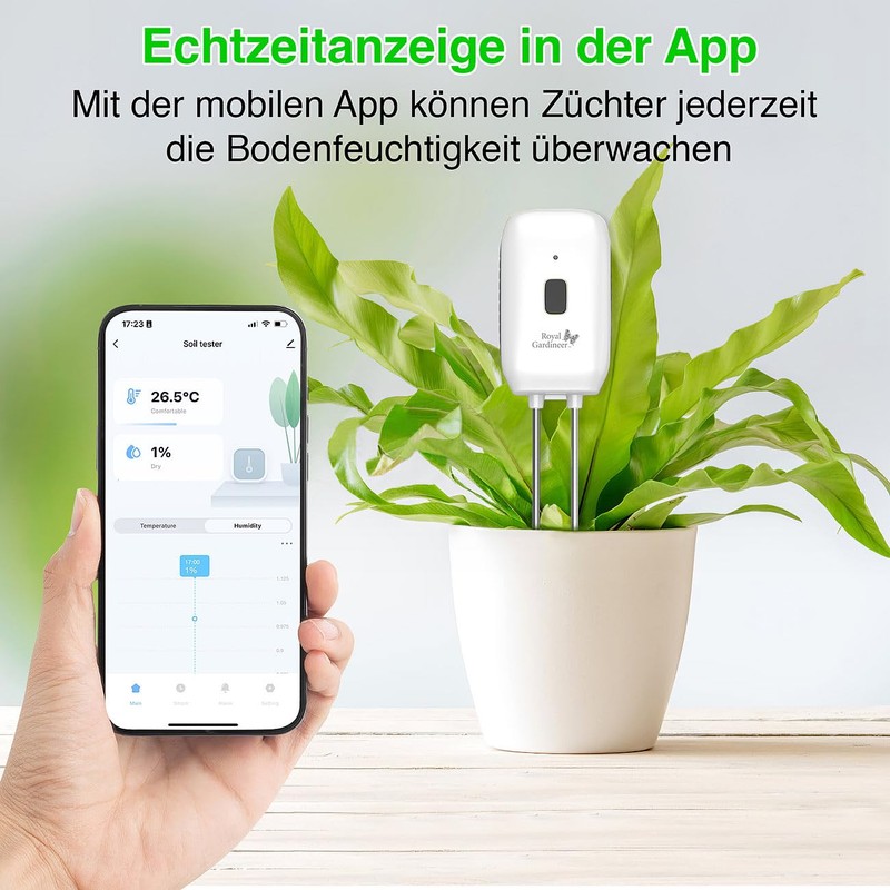 Royal Gardineer Plant Sensor: Smart Soil Moisture & Temperature Sensor
