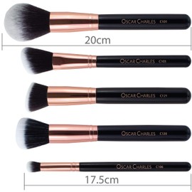 Oscar Charles Professional Radiance Makeup Brush Set with Beauty Sponge and Brush Holder {Rose Gold}