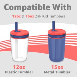 Jmoe USA Replacment Lid Set Compatible With 15oz and 12oz Zak Kelso Kid Tumblers | Fits 15 oz and 12 oz Stainless Steel and Plastic Cups | BPA Free (Red)