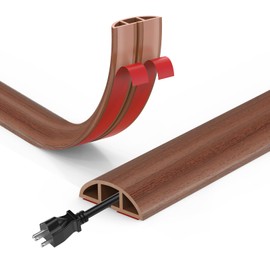 Eapele Floor Cord Cover 10 ft, Wood Brown Floor Cable Cover Self Adhesive Cable Protector, Prevent Trip Hazard for Home Office or Outdoor Settings, Cable Cavity 0.47" (W) x 0.27" (H)