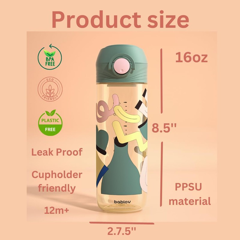 BABLOV KIDS WATER BOTTLE FOR SCHOOL (GREEN)